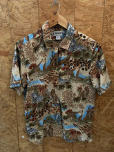 Vintage 90s safari scene pattern ladies Hawaiian blouse size small by Bonworth